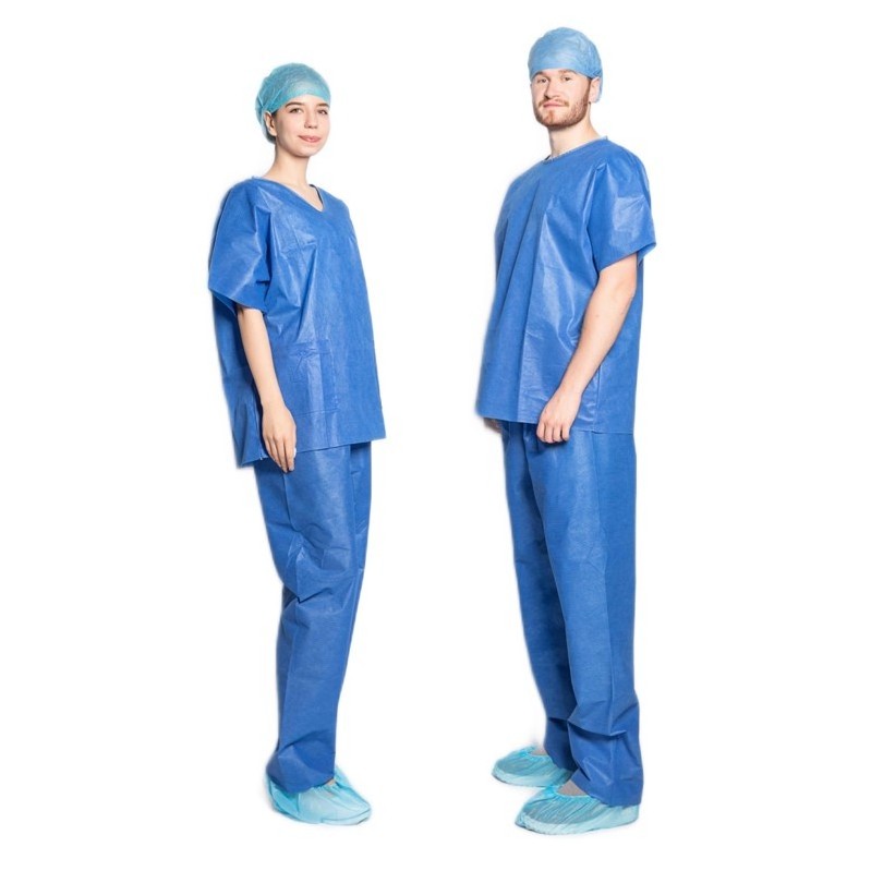 2024 Medical Non-Woven Disposable Scrub Unisex Scrub Set Hospital Uniform Suits With Short Sleeves Uniform Suit For Doctor Nurse