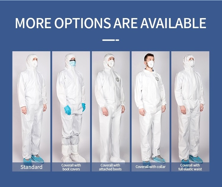 Customized Type 4B/5B/6B Microporous EN1149 Anti-static Waterproof Disposable Protective Coverall With Hood For Asbestos Removal