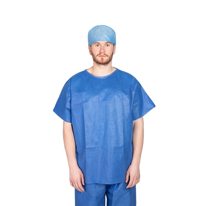 Unisex Disposable Surgic Gown Medical Nurse Pajamas Patients Short Sleeves Gown Shirts Lab Scrub Suit Hospital Uniforms