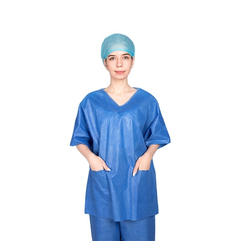 Unisex Disposable Surgic Gown Medical Nurse Pajamas Patients Short Sleeves Gown Shirts Lab Scrub Suit Hospital Uniforms