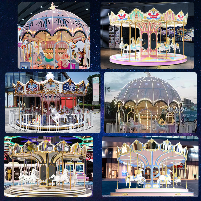 Professional factory large amusement equipment rotating carousel indoor outdoor luxury carousel children playground horse