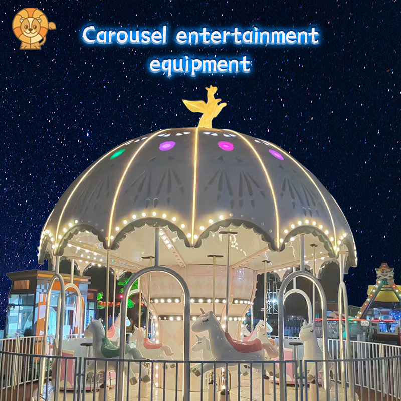 Professional factory large amusement equipment rotating carousel indoor outdoor luxury carousel children playground horse