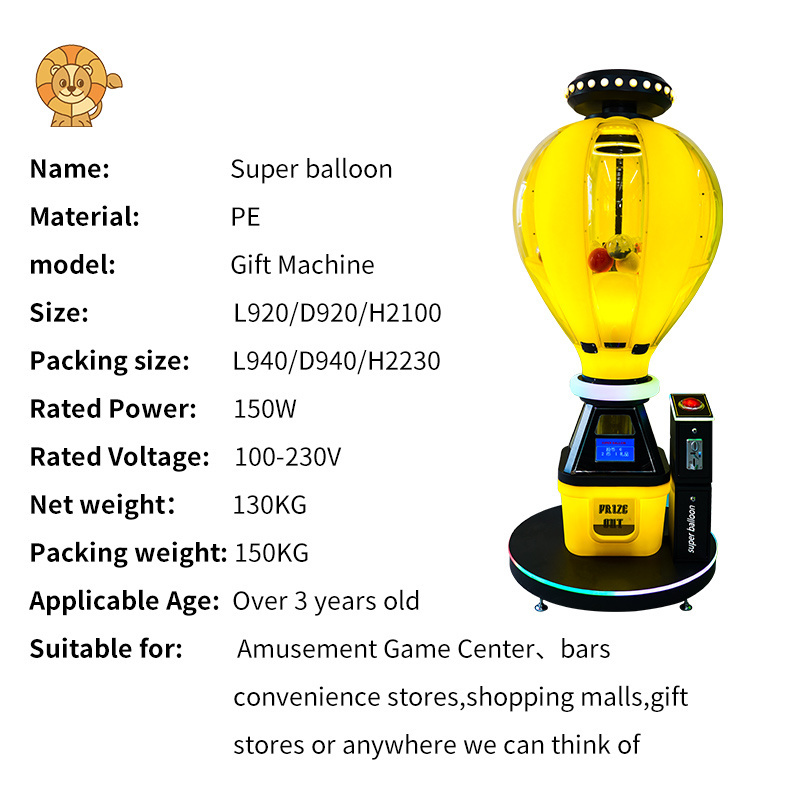 The latest gashapon coin operated super balloon gift machine plastic gacha vending machine prizes selling play equipment