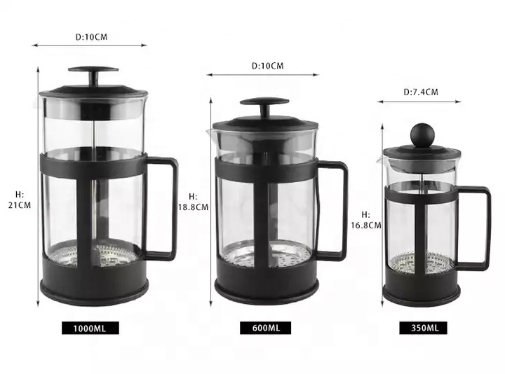 FREE Sample 350ml 600ml 800ml 1000ml Low Price Dropshipping Coffee Maker Cafetiere Stainless Glass Coffee Tea French Press