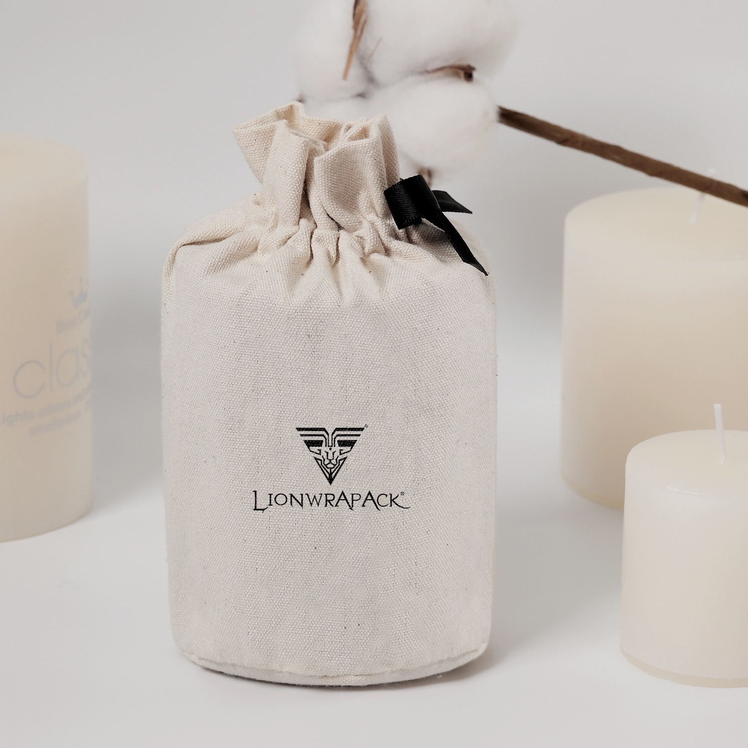 Hot sale round bottom natural canvas cosmetic gift pouch eco friendly 100% Organic drawstring cotton Fabric candle bags