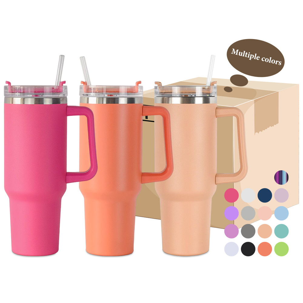 doubled walled stainless steel H1.0 Tumbler  wholesale colorful 40oz multiple colors insulated coffee mug with handle and straw