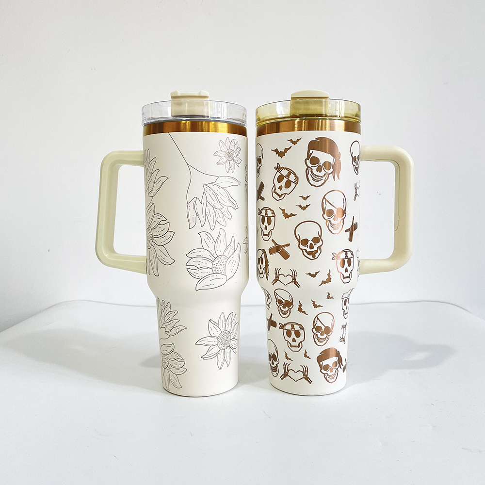 USA warehouse H2.0 40oz gold copper plated tumbler for sunflower laser engraving vacuum insulated holographic travel mug