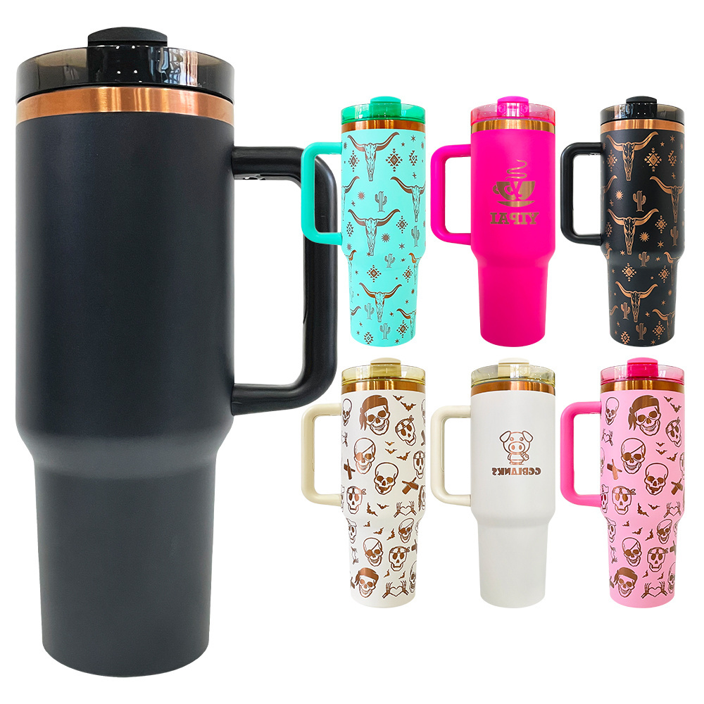 best value gifts travel stainless steel vacuum insulated cream copper plated powder coated 40oz tumbler with handle