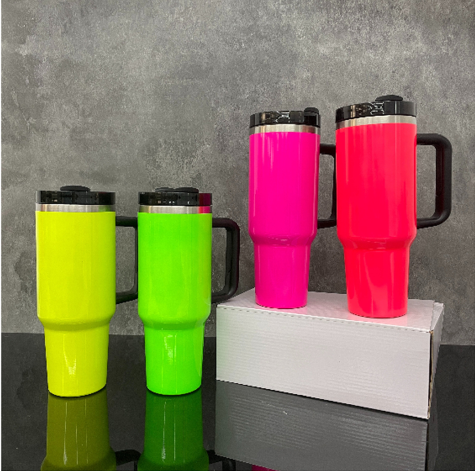 New RTS blank Neon sublimation  40oz 30oz 20oz white mix solid colorful shimmer glitter hot pink travel outdoor Travel Tumbler