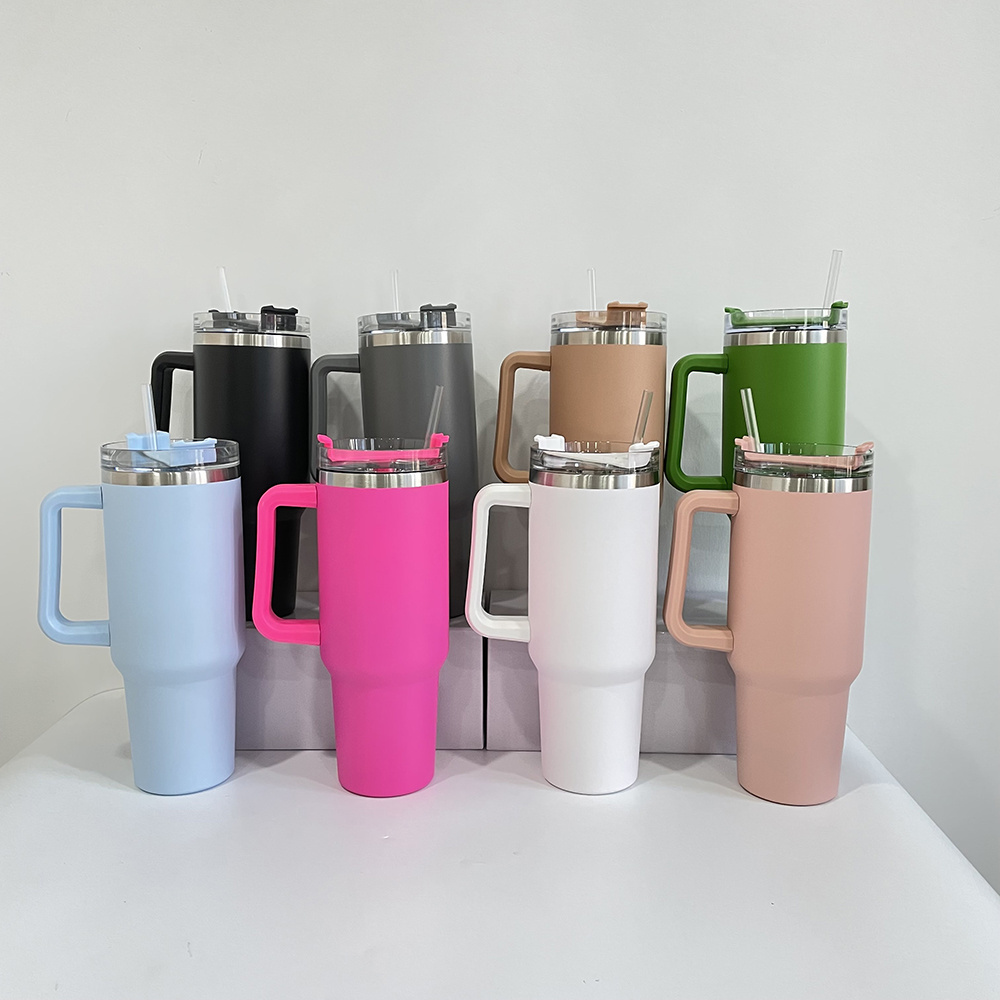 doubled walled stainless steel H1.0 Tumbler  wholesale colorful 40oz multiple colors insulated coffee mug with handle and straw