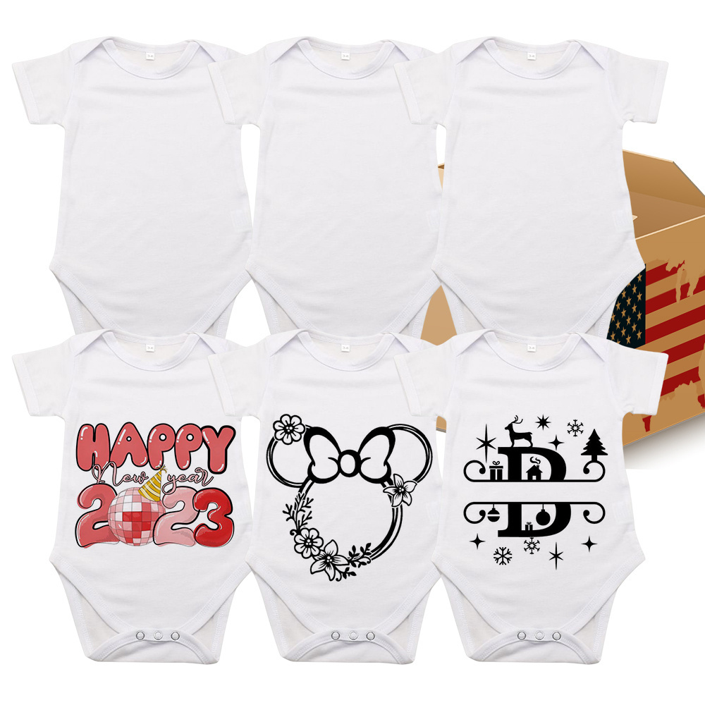 US warehouse polyester baby onesie all sizes American Unisex Sizes jumpsuit blanks Short Sleeve baby  cloth for sublimation