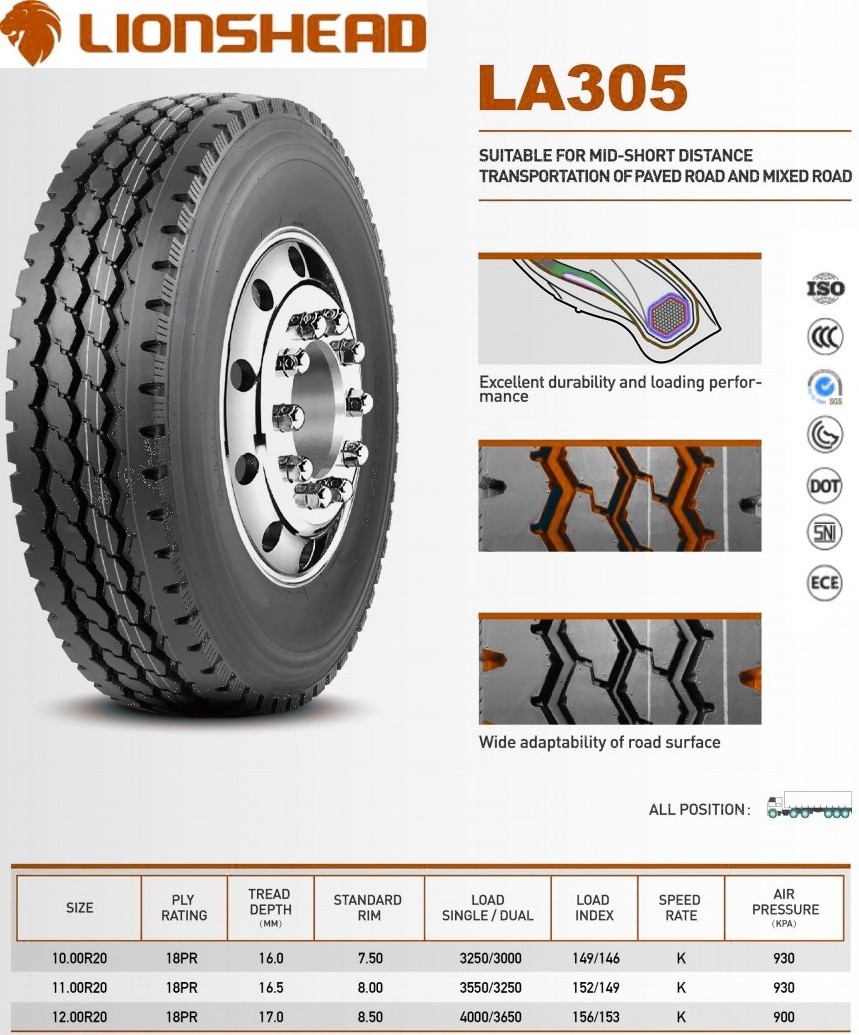 Popular Tyre Brand Lionshead 10.00r20 1100r20 12.00r20 Radial Truck Tire Wheels R20