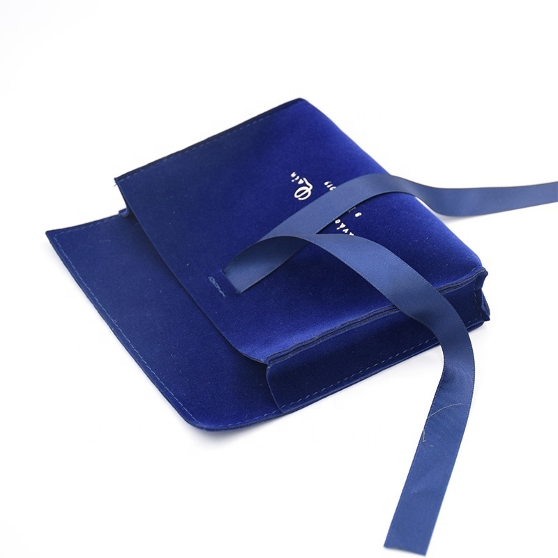 Luxury design Custom logo printed mini envelope flap velvet perfume pouches suede jewelry bag with bow-knot