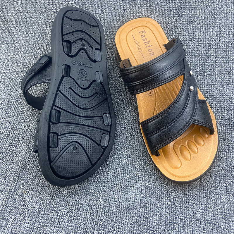 2023 wholesale custom best price hardwear arab african vietnam black brown men leather sandals shoes