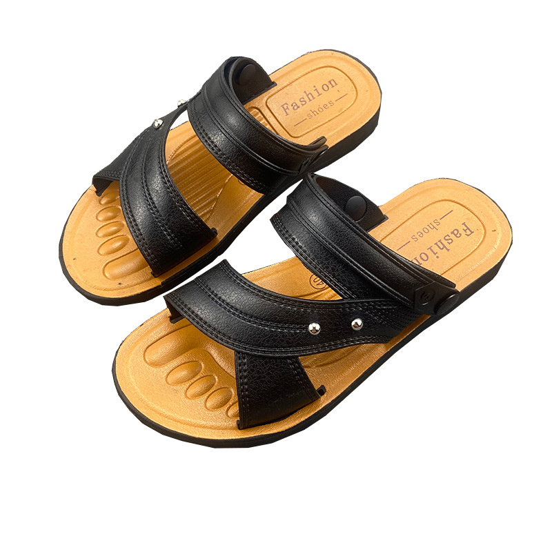 2023 wholesale custom best price hardwear arab african vietnam black brown men leather sandals shoes