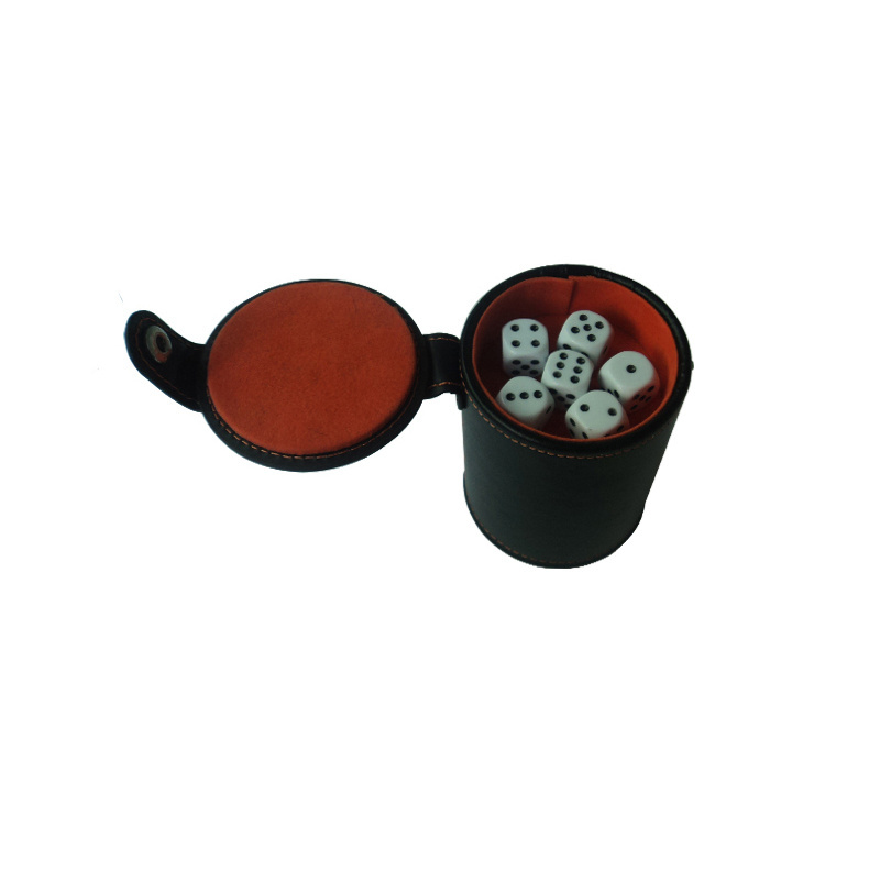 Beer Promotional Leather Dice Cup with Lid Wholesale Logo Custom Casino Gambling Dice Game Shaker Dice Cup with Lid