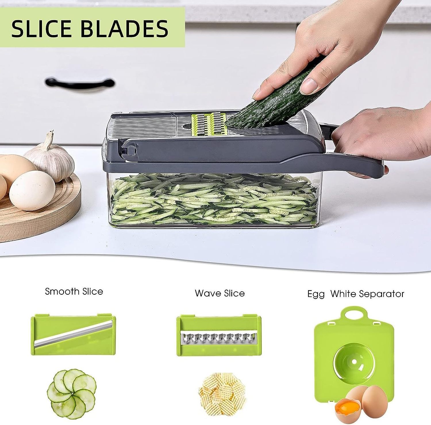 Vegetable Chopper Spiral Vegetable Slicer Onion Chopper with Container Professional Food Chopper Slicer Dicer