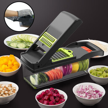 Vegetable Chopper Spiral Vegetable Slicer Onion Chopper with Container Professional Food Chopper Slicer Dicer