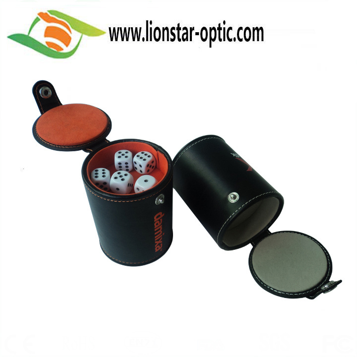 Wholesale Bar Leather Dice Stacking Cups with Lid Custom Logo KTV Entertained Leather Dice Shaker Cups for Gambling Games