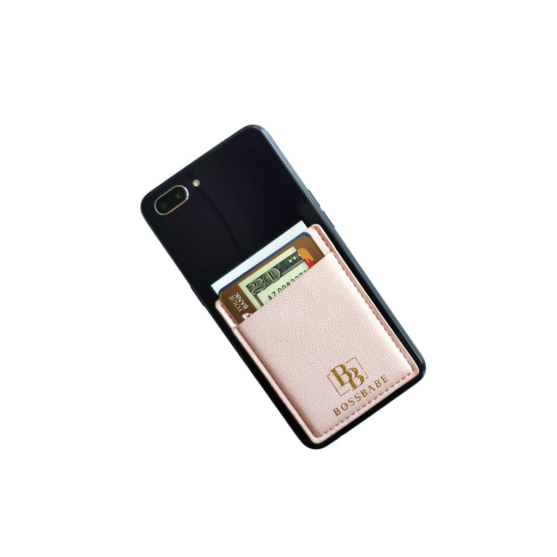 Custom Pu Leather Adhesive 3M Sticker Smart Wallet Credit Card Holder Mobile Cell Phone Card Holder Sticker