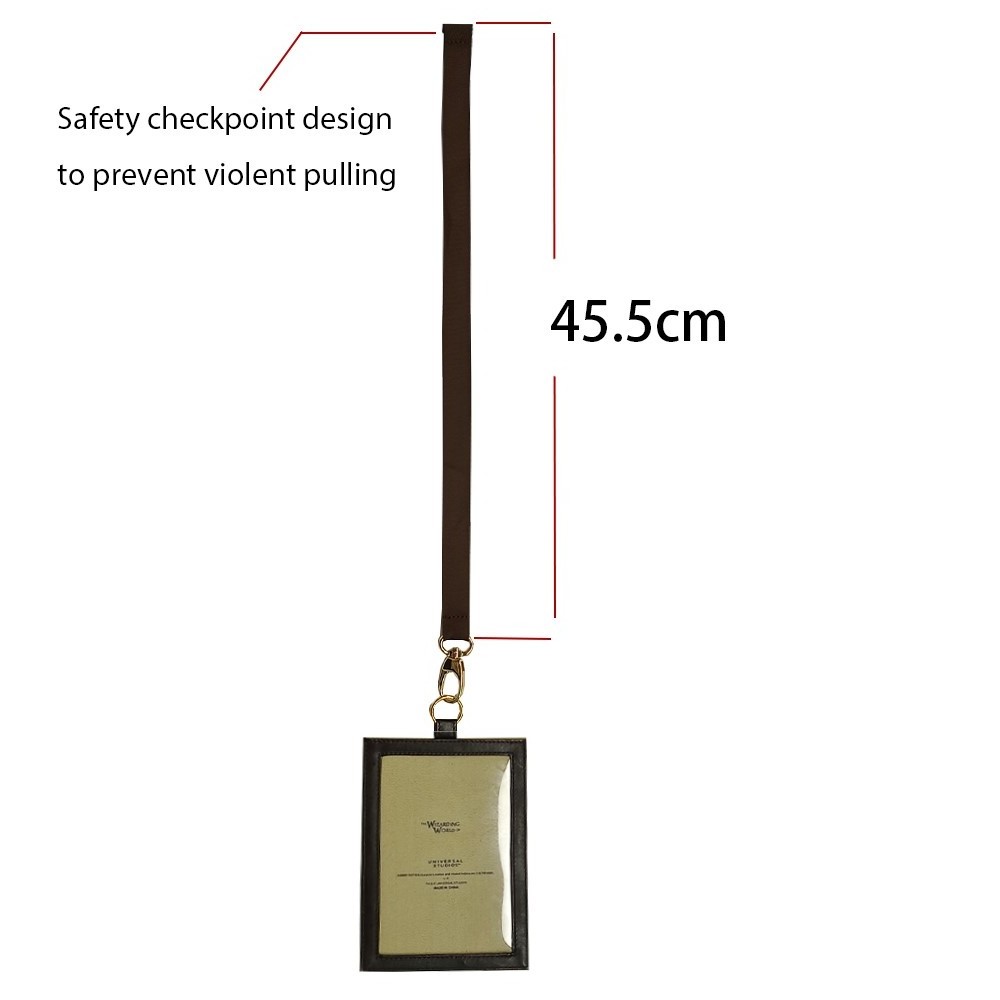 Prevent Violent Pulling Safety Buckle PU Leather ID Card Badge Holder