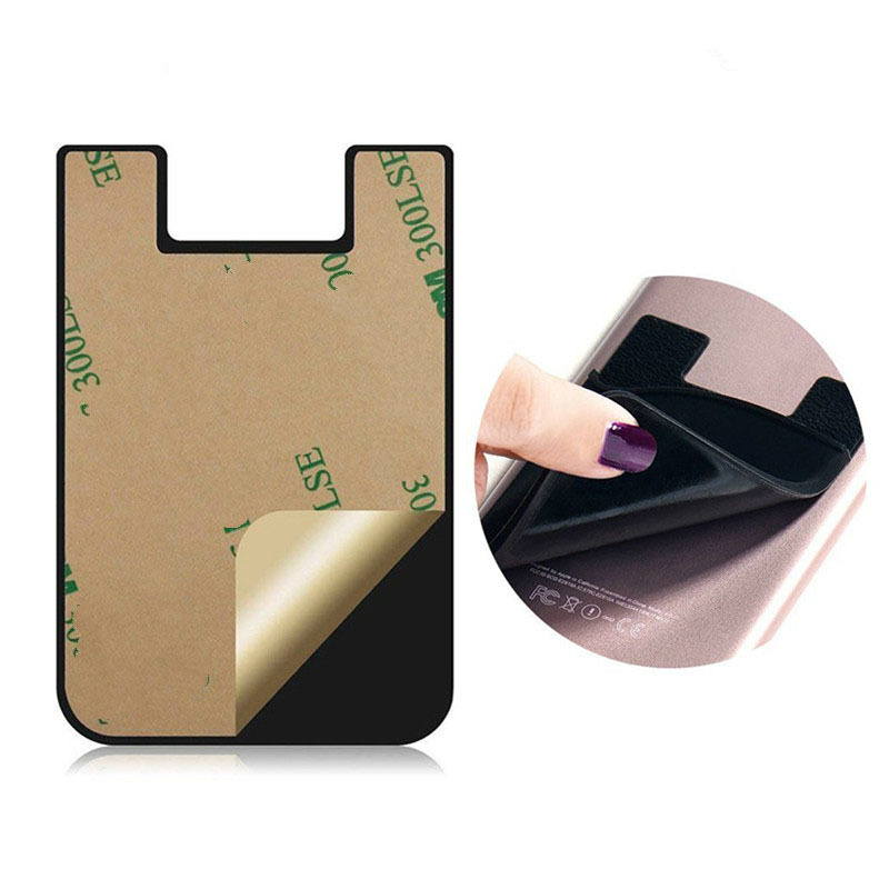 Factory supply custom logo silk printed Promotional Gifts Silicone Card Holder 3m Sticker Pouch For phone