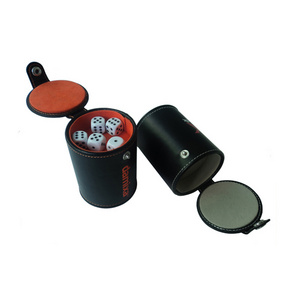 Beer Promotional Leather Dice Cup with Lid Wholesale Logo Custom Casino Gambling Dice Game Shaker Dice Cup with Lid