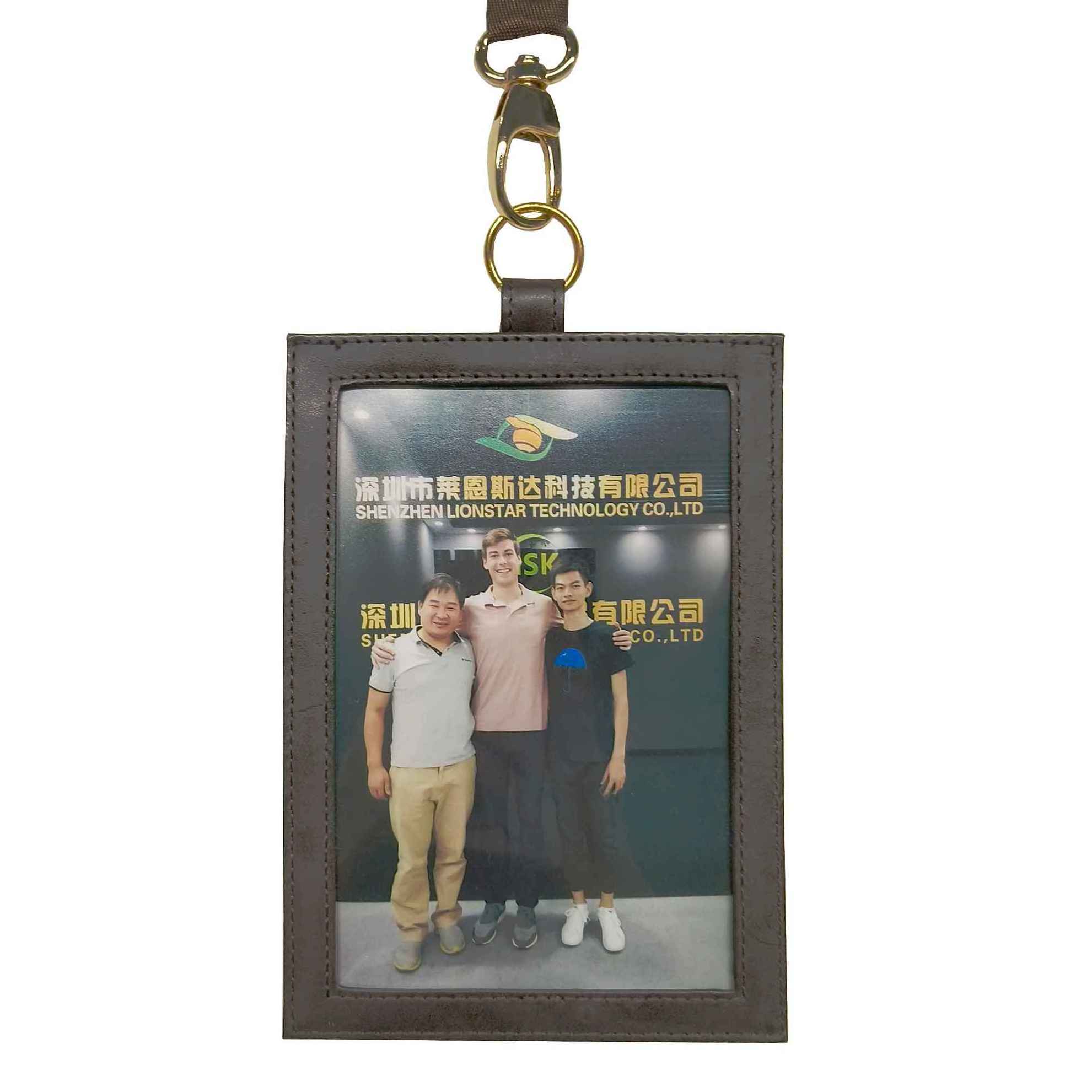 Badge Holder One Side PU with Another Side Canvas Prevent Violent Pulling Safety Buckle