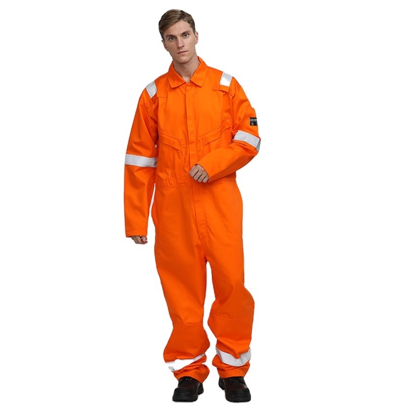 Cotton Safety Workwear Orange Coveralls For Men Workwear Uniform Jumpsuit