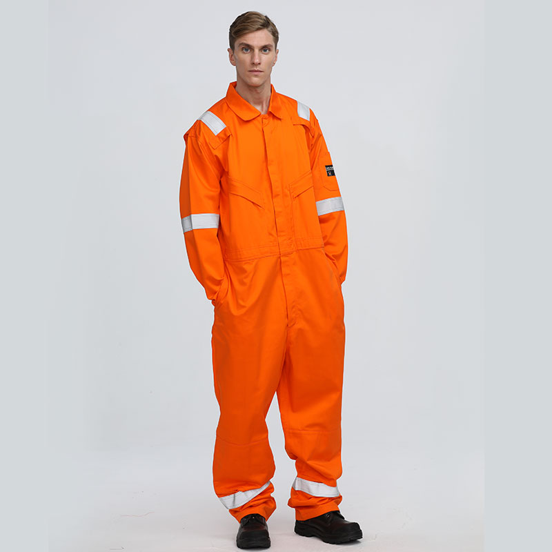 Cotton Safety Workwear Orange Coveralls For Men Workwear Uniform Jumpsuit