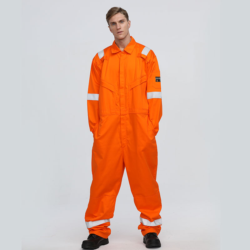 Cotton Safety Workwear Orange Coveralls For Men Workwear Uniform Jumpsuit