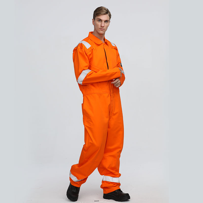 Cotton Safety Workwear Orange Coveralls For Men Workwear Uniform Jumpsuit