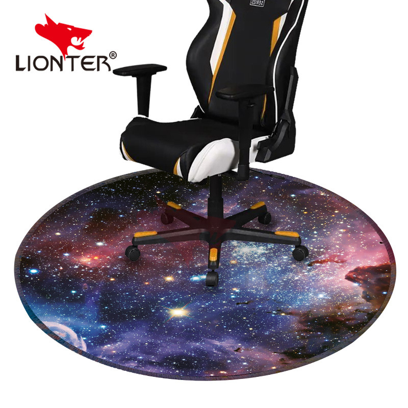 Personalized Extra Large Round Shape Gaming Chair Mat Red Black Waterproof Cloth Surface Computer Floor Mat