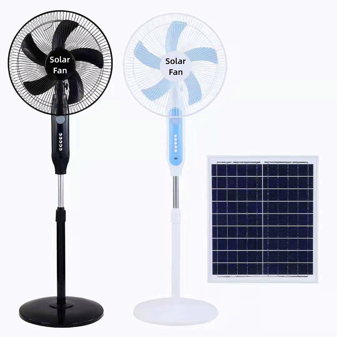 Home Appliance 16 inch 18 inch Emergency 12v DC Rechargeable Standing Pedestal Electric Powered Solar Fan With Solar Panel