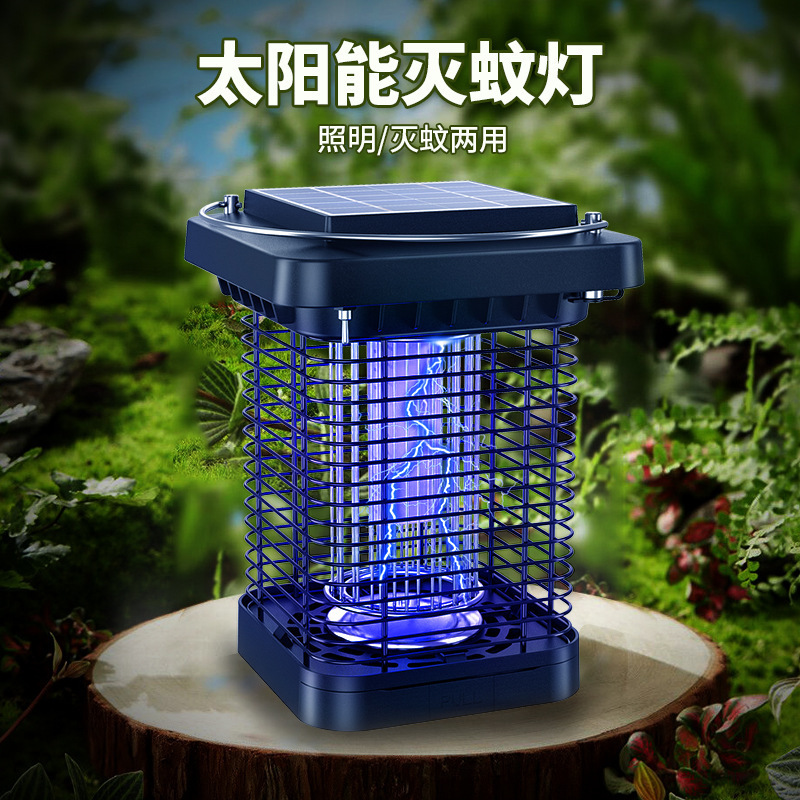 2024 Multifunctional LED Light Trapper Household Courtyard Solar Bug Zapper Outdoor Electric Mosquito Killing Lamp For Camping