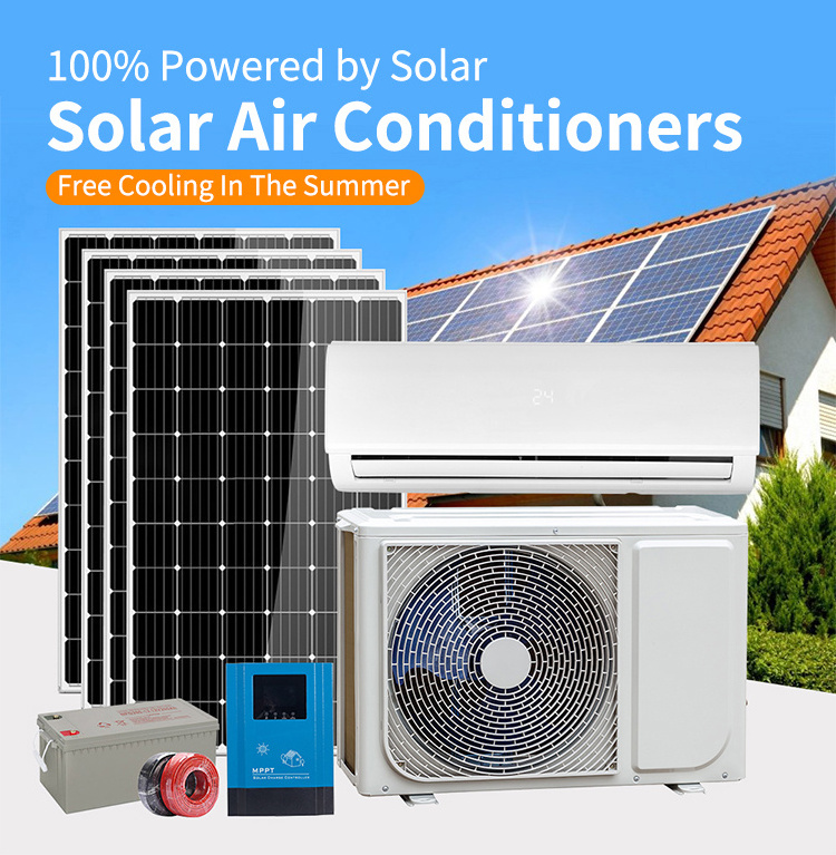 9000 12000 18000 20000 24000 30000 32000 36000 BTU Off Grid Solar Power DC AC Air Conditioner With Solar Panels