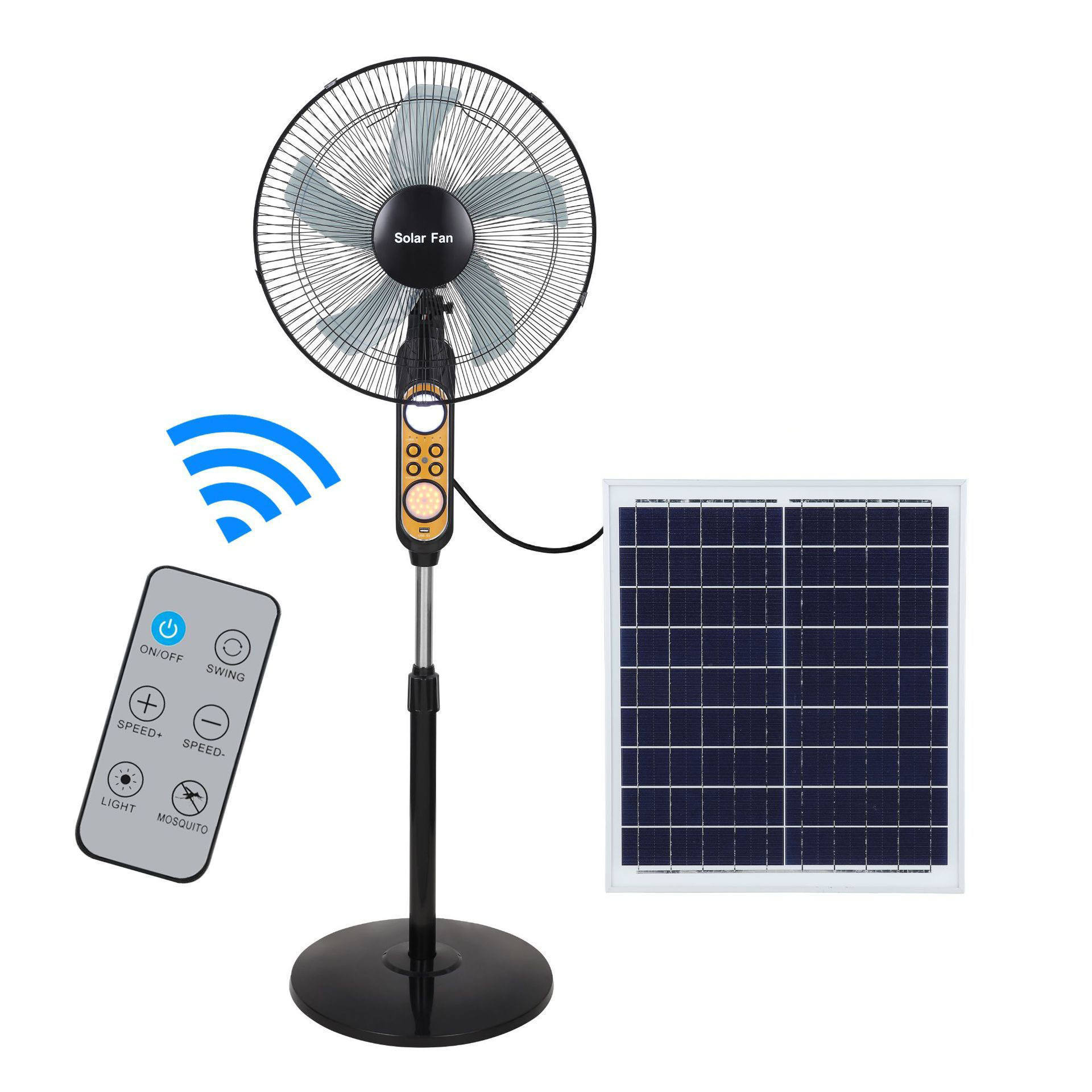 Home Appliance 16 inch 18 inch Emergency 12v DC Rechargeable Standing Pedestal Electric Powered Solar Fan With Solar Panel