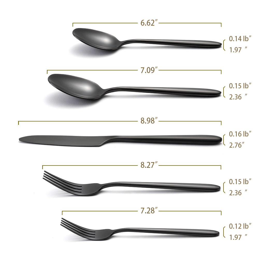 Wholesale hand forged matte black cutlery stainless steel flatware sets for wedding