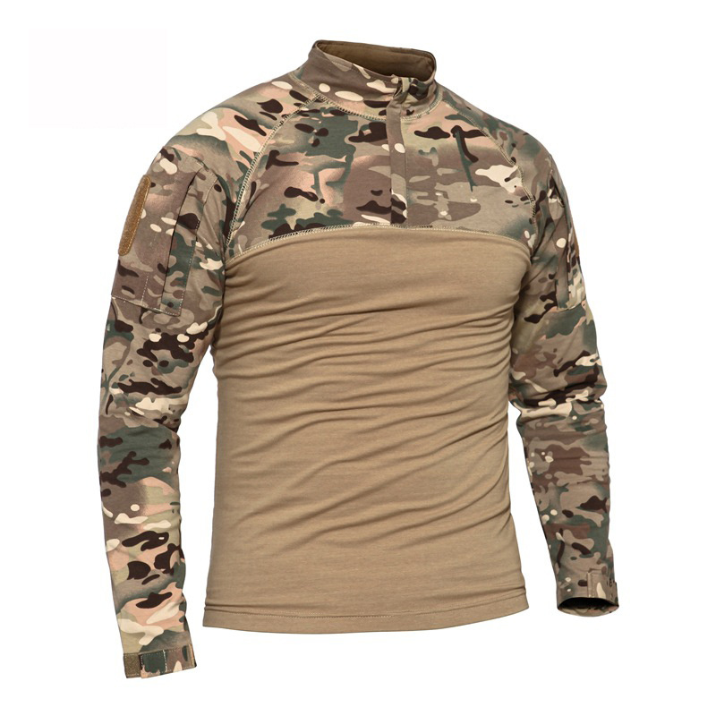 Zipper Men's camo frog uniform Tactical Assault Combat Shirt Long Sleeve Slim Fit T Shirt