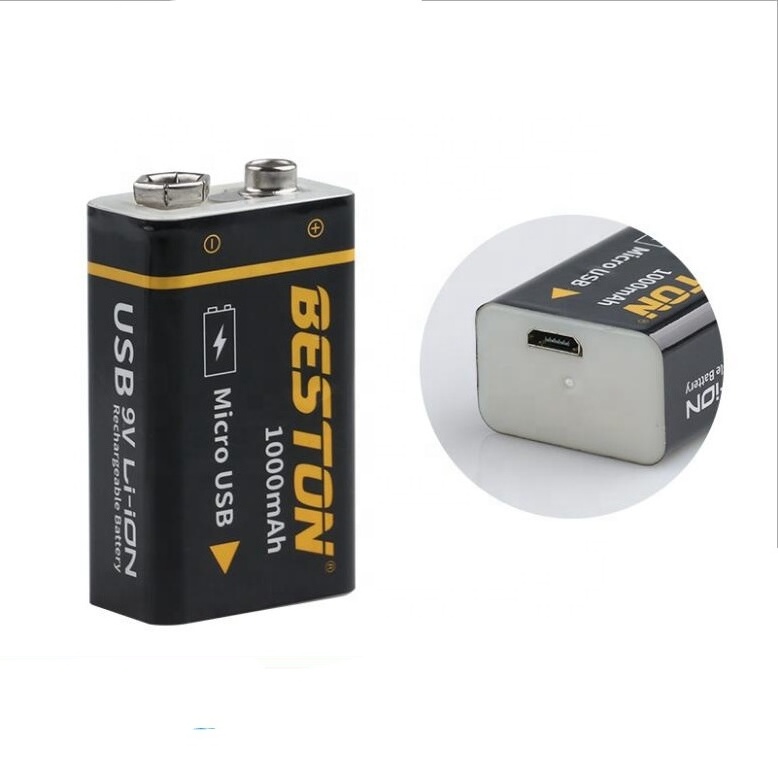 Beston hw 9v usb battery 1000mah rechargeable 9v batteries for wireless microphones