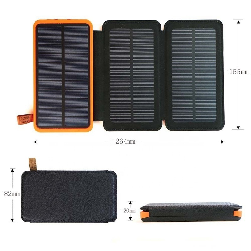 High quality folding solar panel solar power bank 8000mah 10000mah 20000mah with 2 solar panels