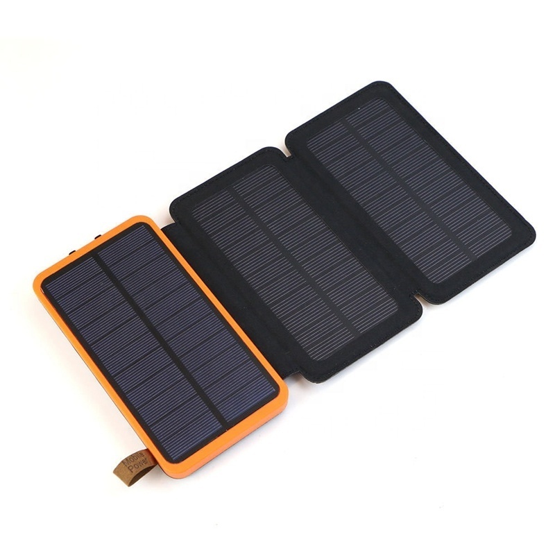 High quality folding solar panel solar power bank 8000mah 10000mah 20000mah with 2 solar panels