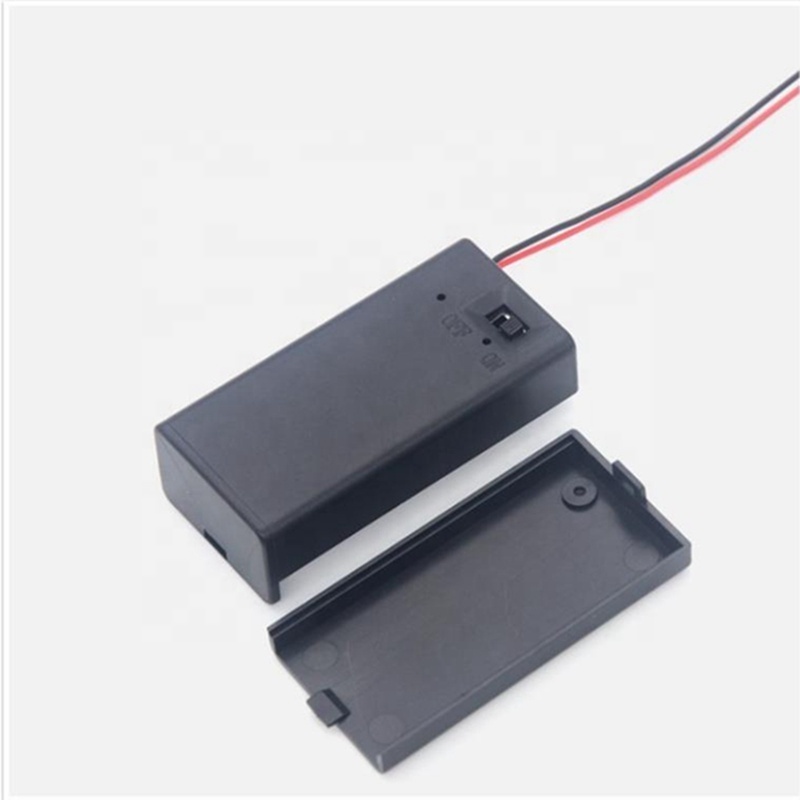 Abs Plastic case Black Cover Box 9v battery holder with switch