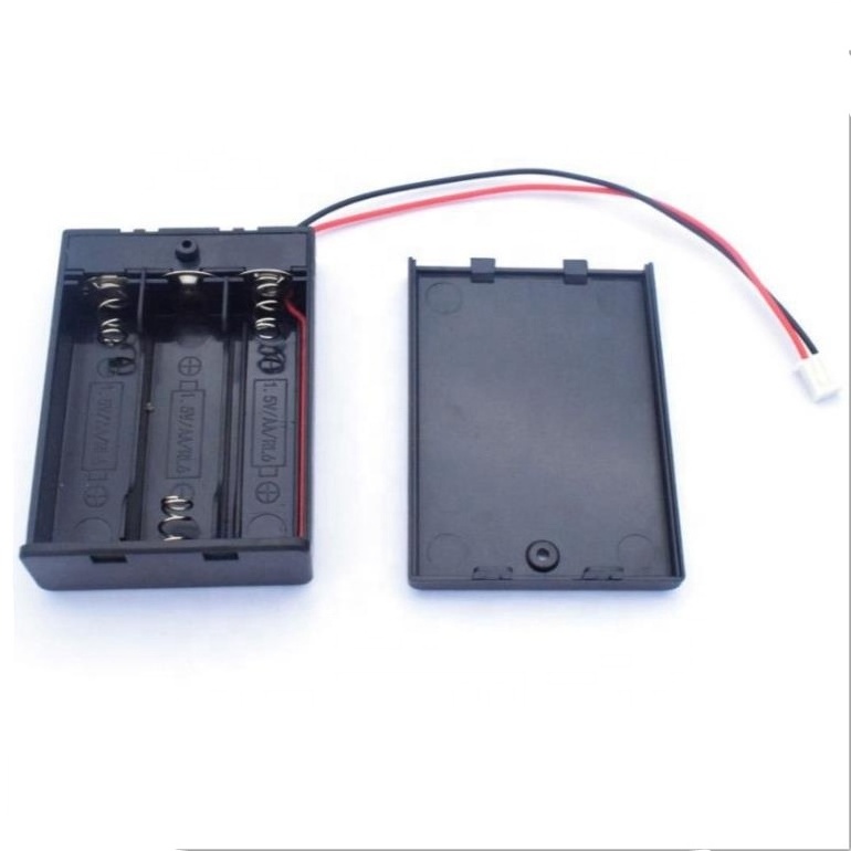 3xaa battery storage box 3 aa battery holder with switch and male pins on wires XH2.54-2P