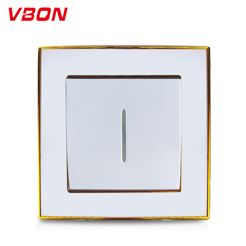 VBQN Wall Switch Golden-Plated Frame 1gang1way Light Control Electric Switch