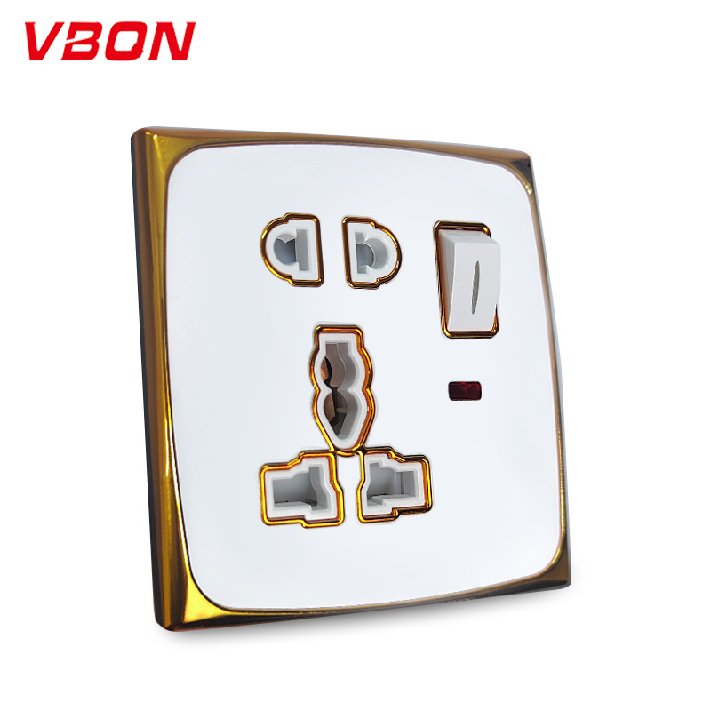 VBQN PC Switches and Socket 16A 5 Pin Universal Socket And Light Switch on off With Neon