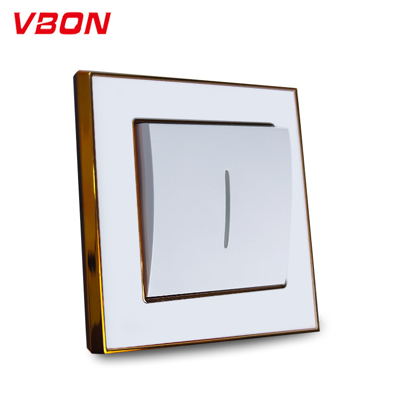 VBQN Wall Switch Golden-Plated Frame 1gang1way Light Control Electric Switch