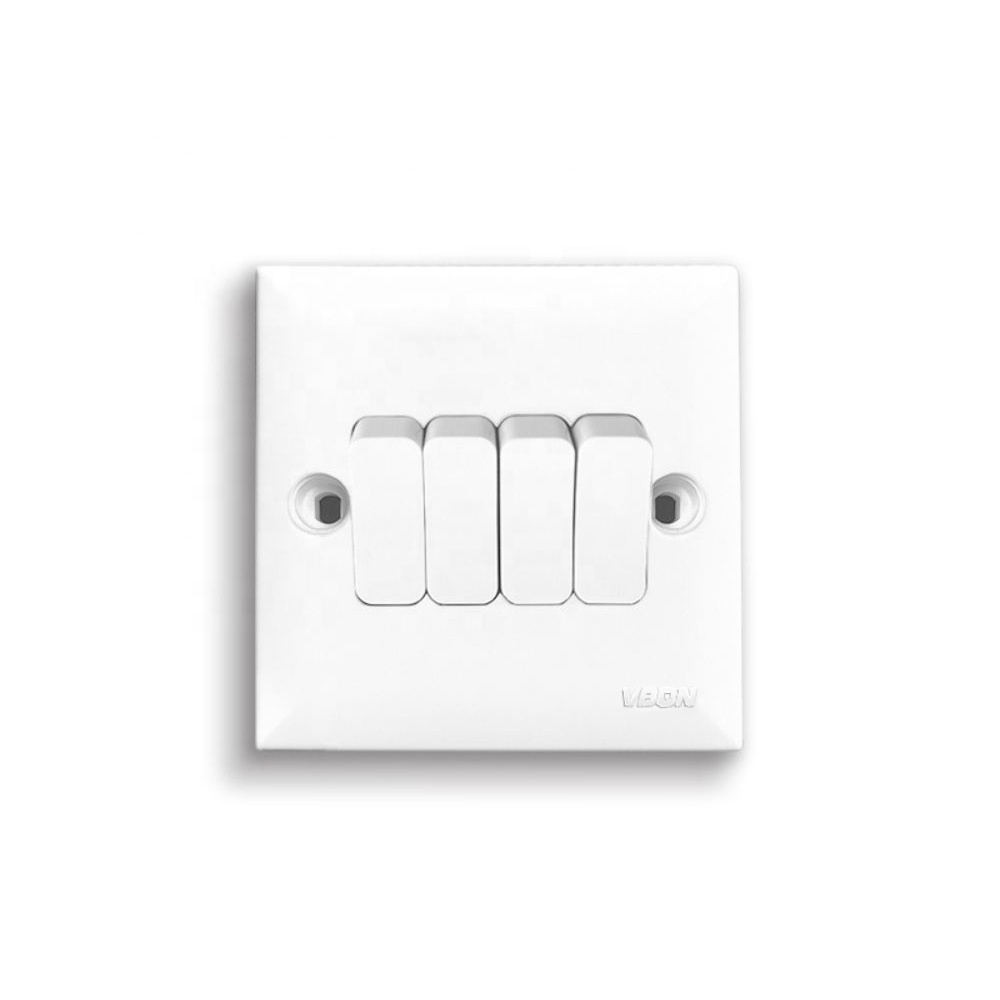 VBQN Modern  86 Durable UK Standard 4 gang 1 way Aurora white Electric Switch