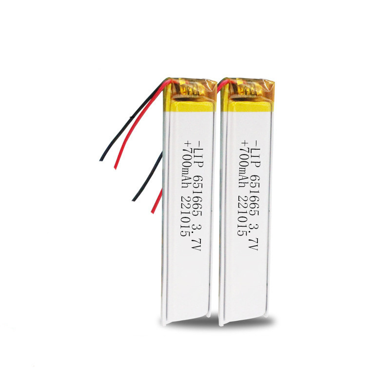 Long strip 651665 3.7 lithium ion small rechargeable polymer 700mah drone 3.7v lipo battery for recording pen