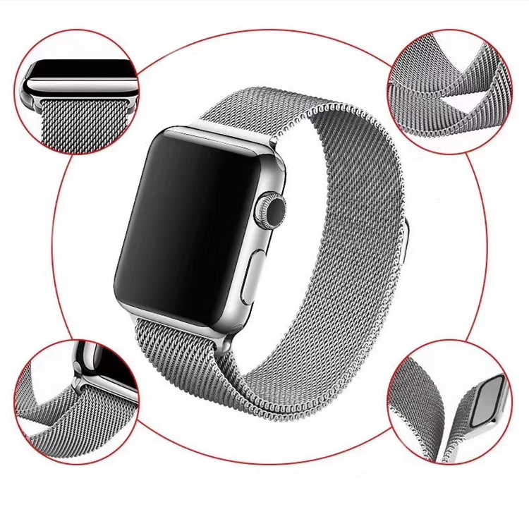 Stainless Steel Magnetic Mesh Milanese Loop Watch Bands For Apple Watch Strap